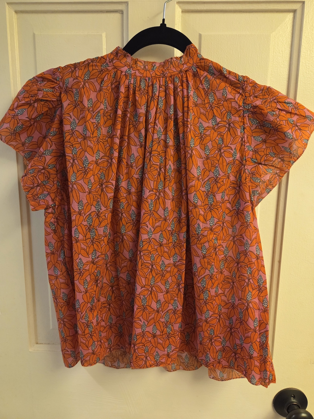 Trovata Birds Of Paradis Orange Floral Short Sleeve Blouse
